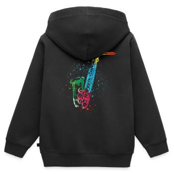 Saxofon, SAXofonist - Kinder Premium Organic Zip Hoodie - Schwarz - Hinten - AI Model Kid Male (0cm)