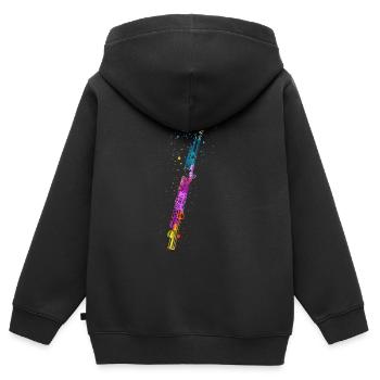 Flûte, Jouer de la flûte, - Sweat Premium à capuche zippé enfant bio - noir - Dos - AI Model Kid Male (0cm)