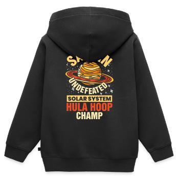 Saturne Planète, Planètes, Univers - Sweat Premium à capuche zippé enfant bio - noir - Dos - AI Model Kid Male (0cm)