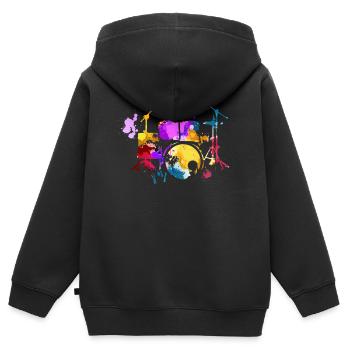 Schlagzeug, Schlagzeuger - Kinder Premium Organic Zip Hoodie - Schwarz - Hinten - AI Model Kid Male (0cm)