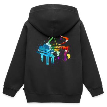 Piano, Pianist - Kinder Premium Organic Zip Hoodie - Schwarz - Hinten - AI Model Kid Male (0cm)