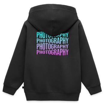 Fotografie - Kinder Premium Organic Zip Hoodie - Schwarz - Hinten - AI Model Kid Male (0cm)