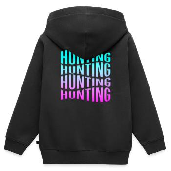 Jagen - Kinder Premium Organic Zip Hoodie - Schwarz - Hinten - AI Model Kid Male (0cm)