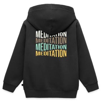 méditation - Sweat Premium à capuche zippé enfant bio - noir - Dos - AI Model Kid Male (0cm)