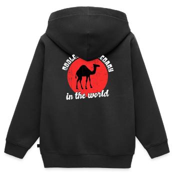 Dicton de dromadaire cool - Sweat Premium à capuche zippé enfant bio - noir - Dos - AI Model Kid Male (0cm)