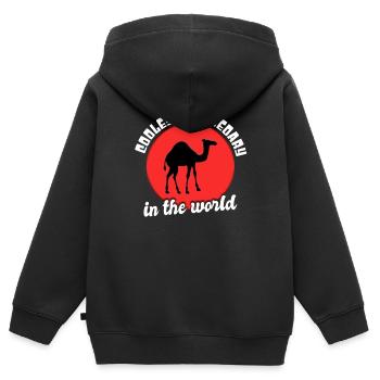 Dicton de dromadaire cool - Sweat Premium à capuche zippé enfant bio - noir - Dos - AI Model Kid Male (0cm)