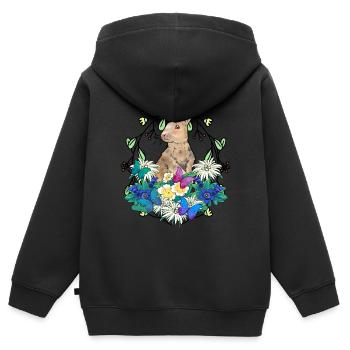 Frühlingsanfang Hase Osterhase frohe Ostern Natur - Kinder Premium Organic Zip Hoodie - Schwarz - Hinten - AI Model Kid Male (0cm)