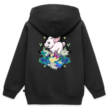 Frühlingsanfang Kaninchen Ostern Hase Kind - Kinder Premium Organic Zip Hoodie - Schwarz - Hinten - AI Model Kid Male (0cm)