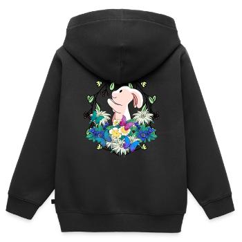 Frühlingsanfang Kaninchen Osterhase Natur - Kinder Premium Organic Zip Hoodie - Schwarz - Hinten - AI Model Kid Male (0cm)