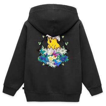 Frühlingsanfang Küken Federvieh frohe Ostern Natur - Kinder Premium Organic Zip Hoodie - Schwarz - Hinten - AI Model Kid Male (0cm)