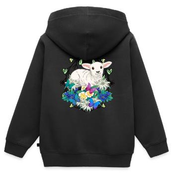 Frühlingsanfang Lamm Schafe frohe Ostern Natur - Kinder Premium Organic Zip Hoodie - Schwarz - Hinten - AI Model Kid Male (0cm)