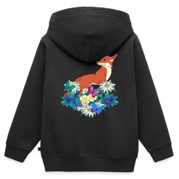 Frühlingsanfang Wildtiere Waldtiere Fuchs Füchse - Kinder Premium Organic Zip Hoodie - Schwarz - Hinten - AI Model Kid Male (0cm)