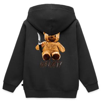 Drôle d’ours en peluche avec couteau quoi? Ours en peluche meurtrier - Sweat Premium à capuche zippé enfant bio - noir - Dos - AI Model Kid Male (0cm)