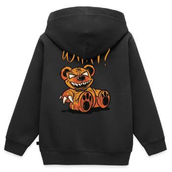 Ours en peluche meurtrier Quoi? Drôle d’ours en peluche Horreur-A - Sweat Premium à capuche zippé enfant bio - noir - Dos - AI Model Kid Male (0cm)