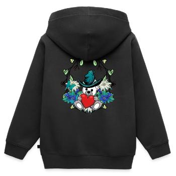 Frühlingsanfang Bär Teddybär Wichtel Zwerg Kinder - Kinder Premium Organic Zip Hoodie - Schwarz - Hinten - AI Model Kid Male (0cm)