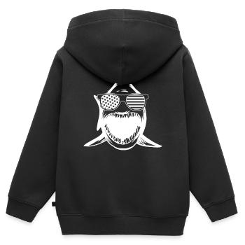 Great White Shark Shark Fish - Funny Shark Lover - Kinder Premium Organic Zip Hoodie - Schwarz - Hinten - AI Model Kid Male (0cm)