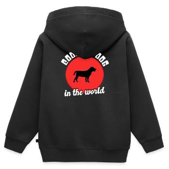 Cooler Hund Spruch - Kinder Premium Organic Zip Hoodie - Schwarz - Hinten - AI Model Kid Male (0cm)
