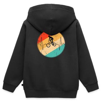 bmx retro herzschlag - Kinder Premium Organic Zip Hoodie - Schwarz - Hinten - AI Model Kid Male (0cm)