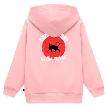 Coole Katze Spruch - Kinder Premium Organic Zip Hoodie - Rosa - Hinten - AI Model Kid Female (0cm)