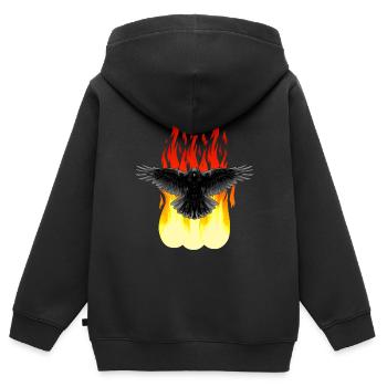 Feu de Corbeau Rituel spirituel occulte Satan Horreur - Sweat Premium à capuche zippé enfant bio - noir - Dos - AI Model Kid Male (0cm)