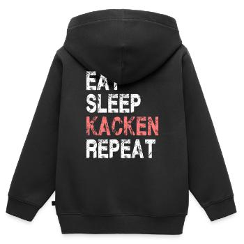 Eat Sleep Kacken Repeat für Männer und Frauen - Kinder Premium Organic Zip Hoodie - Schwarz - Hinten - AI Model Kid Male (0cm)