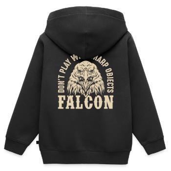 Falke Scharfe Objekte Falknerei Adler Habicht Falk - Kinder Premium Organic Zip Hoodie - Schwarz - Hinten - AI Model Kid Male (0cm)