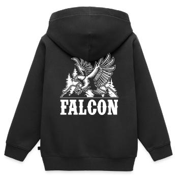 Falkenadler Falknerei Habicht Falken Raubvögel - Kinder Premium Organic Zip Hoodie - Schwarz - Hinten - AI Model Kid Male (0cm)