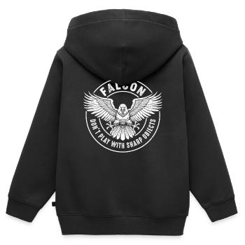 Falke Scharfe Objekte Falknerei Ornithologe Adler - Kinder Premium Organic Zip Hoodie - Schwarz - Hinten - AI Model Kid Male (0cm)