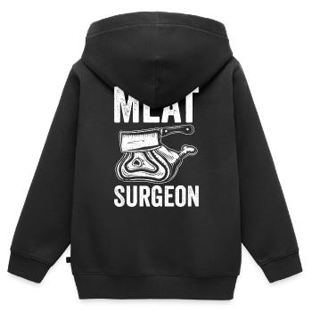 Boucher Chirurgien boucher Boucher - Sweat Premium à capuche zippé enfant bio - noir - Dos - AI Model Kid Male (0cm)