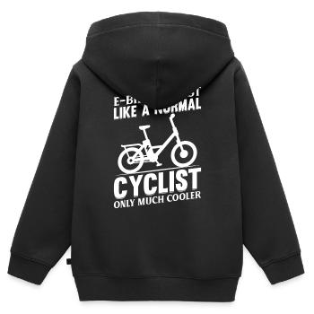 E-bike Cyclist Like A Normal Cyclist Only Much Coo - Kinder Premium Organic Zip Hoodie - Schwarz - Hinten - AI Model Kid Male (0cm)