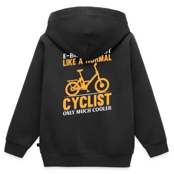 eBike E-bike Cyclist Like A Normal Cyclist Only Mu - Kinder Premium Organic Zip Hoodie - Schwarz - Hinten - AI Model Kid Male (0cm)