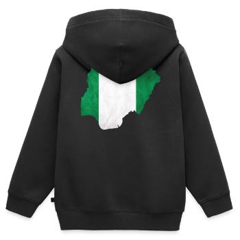 Nigeria - National border in national flag - Kids Premium Organic Zip-up Hoodie - black - Back - AI Model Kid Male (0cm)