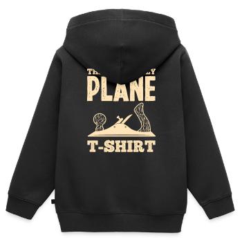 Jeu de mots Hobel Schreiner - Sweat Premium à capuche zippé enfant bio - noir - Dos - AI Model Kid Male (0cm)