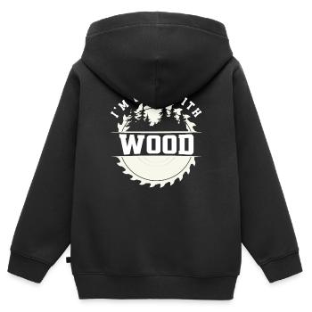 forestier forestier menuisier charpentier - Sweat Premium à capuche zippé enfant bio - noir - Dos - AI Model Kid Male (0cm)