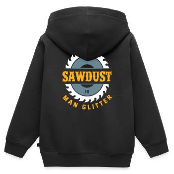 Cadeau de menuisier artisan bricolage - Sweat Premium à capuche zippé enfant bio - noir - Dos - AI Model Kid Male (0cm)