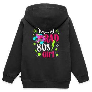 80er Mädchen Achtziger Jahrzehnt 1980 Vintage 80er - Kinder Premium Organic Zip Hoodie - Schwarz - Hinten - AI Model Kid Male (0cm)