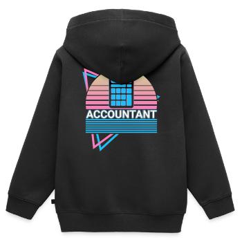 Comptable Calcul Comptabilité Rétro - Sweat Premium à capuche zippé enfant bio - noir - Dos - AI Model Kid Male (0cm)