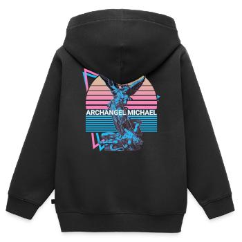Archangel Michael - Kids Premium Organic Zip-up Hoodie - black - Back - AI Model Kid Male (0cm)