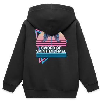 The Sword of Saint Michael - Kids Premium Organic Zip-up Hoodie - black - Back - AI Model Kid Male (0cm)
