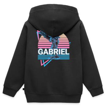 Gabriel Erzengel Retro - Kinder Premium Organic Zip Hoodie - Schwarz - Hinten - AI Model Kid Male (0cm)