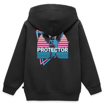 Beschützer Erzengel Michael Retro - Kinder Premium Organic Zip Hoodie - Schwarz - Hinten - AI Model Kid Male (0cm)