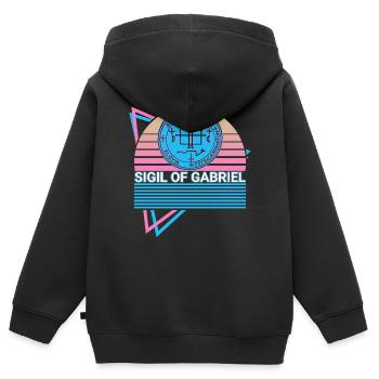 Siegel von Gabriel Erzengel Siegel Retro - Kinder Premium Organic Zip Hoodie - Schwarz - Hinten - AI Model Kid Male (0cm)