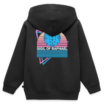 Siegel von Raphael Erzengel Siegel Retro - Kinder Premium Organic Zip Hoodie - Schwarz - Hinten - AI Model Kid Male (0cm)