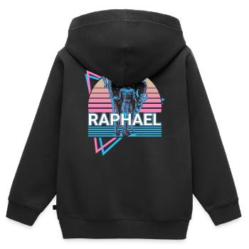 Raphael Erzengel Retro - Kinder Premium Organic Zip Hoodie - Schwarz - Hinten - AI Model Kid Male (0cm)