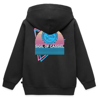Siegel von Cassiel Erzengel Siegel Retro - Kinder Premium Organic Zip Hoodie - Schwarz - Hinten - AI Model Kid Male (0cm)