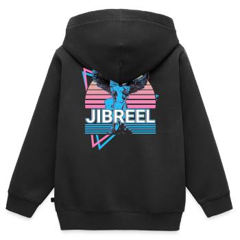 Jibrael Erzengel Retro - Kinder Premium Organic Zip Hoodie - Schwarz - Hinten - AI Model Kid Male (0cm)