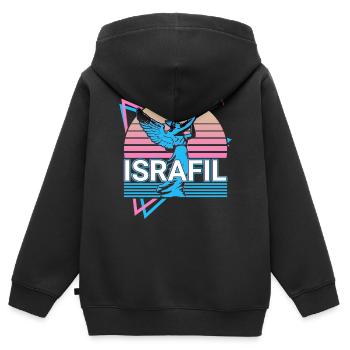 Israfil Erzengel Retro - Kinder Premium Organic Zip Hoodie - Schwarz - Hinten - AI Model Kid Male (0cm)