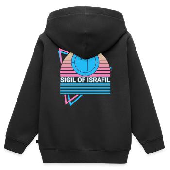 Siegel von Israfil Erzengel Siegel Retro - Kinder Premium Organic Zip Hoodie - Schwarz - Hinten - AI Model Kid Male (0cm)