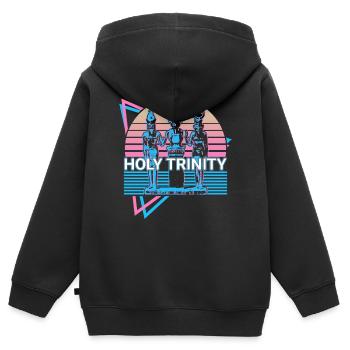 Sainte Trinité Rétro - Sweat Premium à capuche zippé enfant bio - noir - Dos - AI Model Kid Male (0cm)