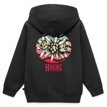 Wandern Alpen Edelweiss Vintage Schweiz Souvenir B - Kinder Premium Organic Zip Hoodie - Schwarz - Hinten - AI Model Kid Male (0cm)
